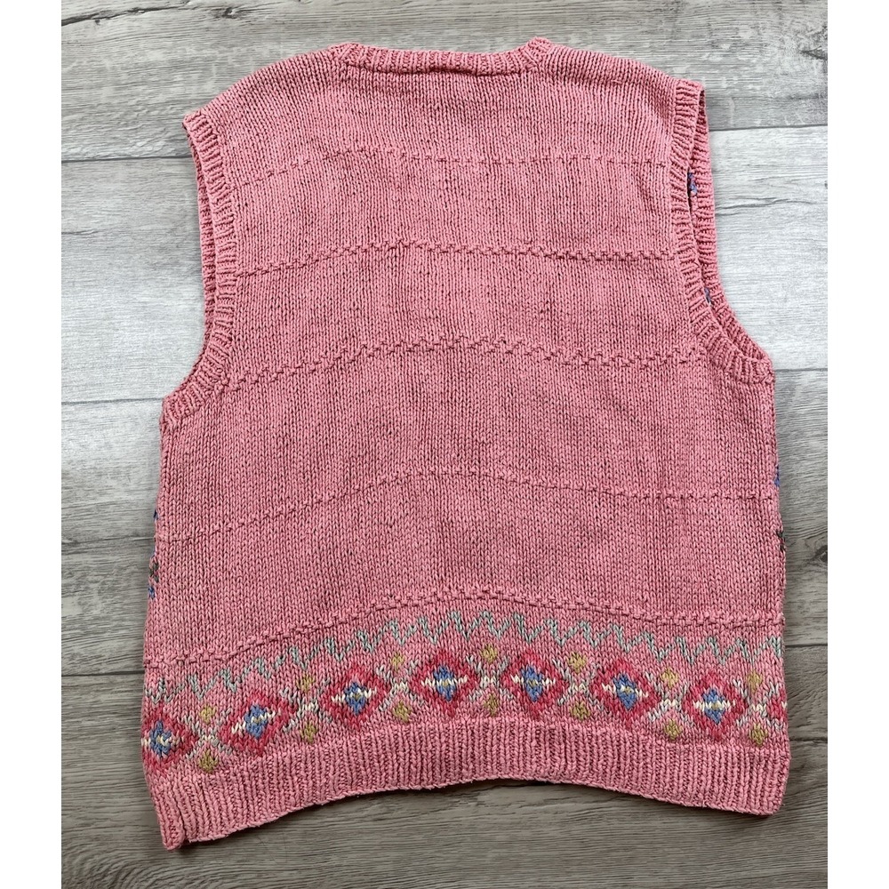 Vintage Talbots Sweater Vest Womens Size PS Pink Floral Cottagecore Knit - Picture 7 of 8